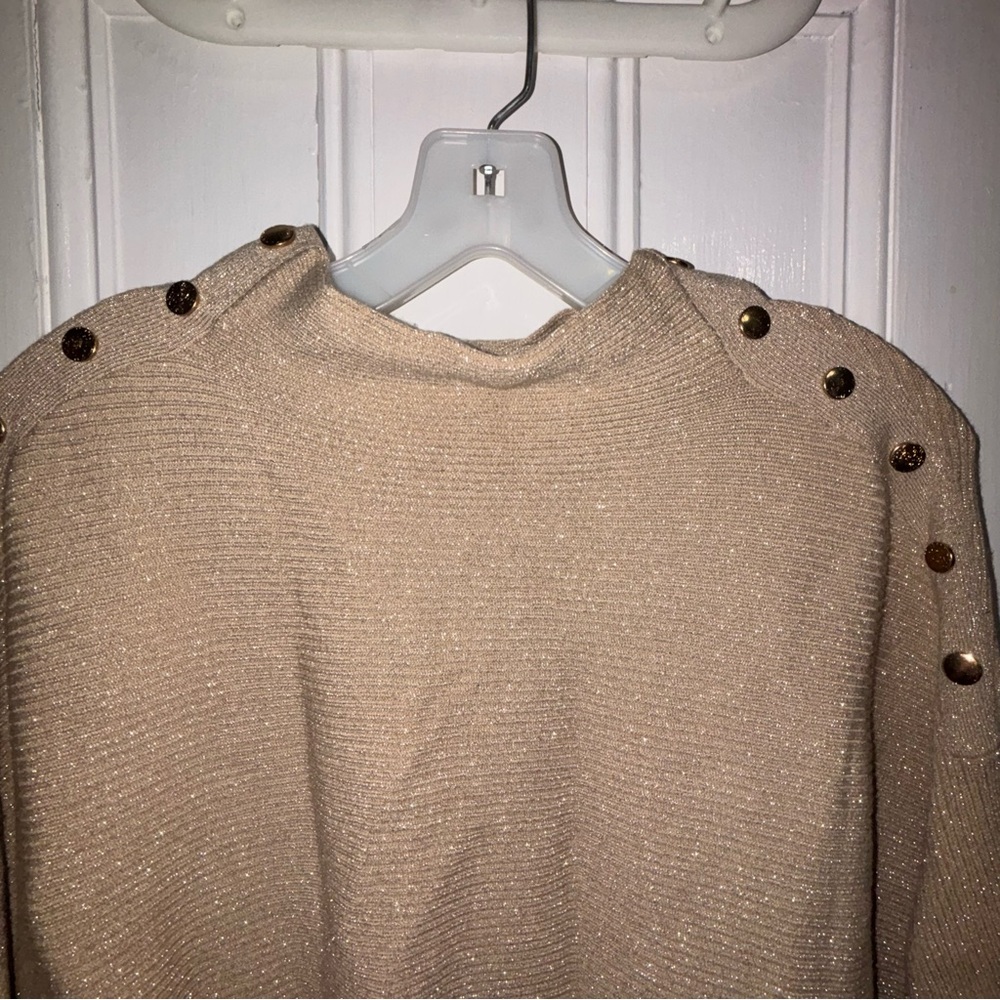 NWT Gold Metallic Sweater with Gold Buttons